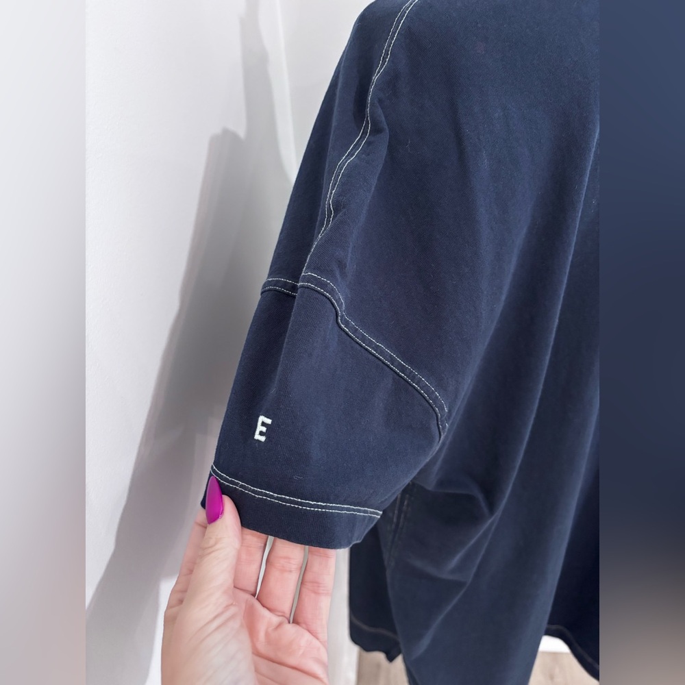 Everlane Oversized Mariner Dress In True Navy/White Size L - Picture 11 of 16